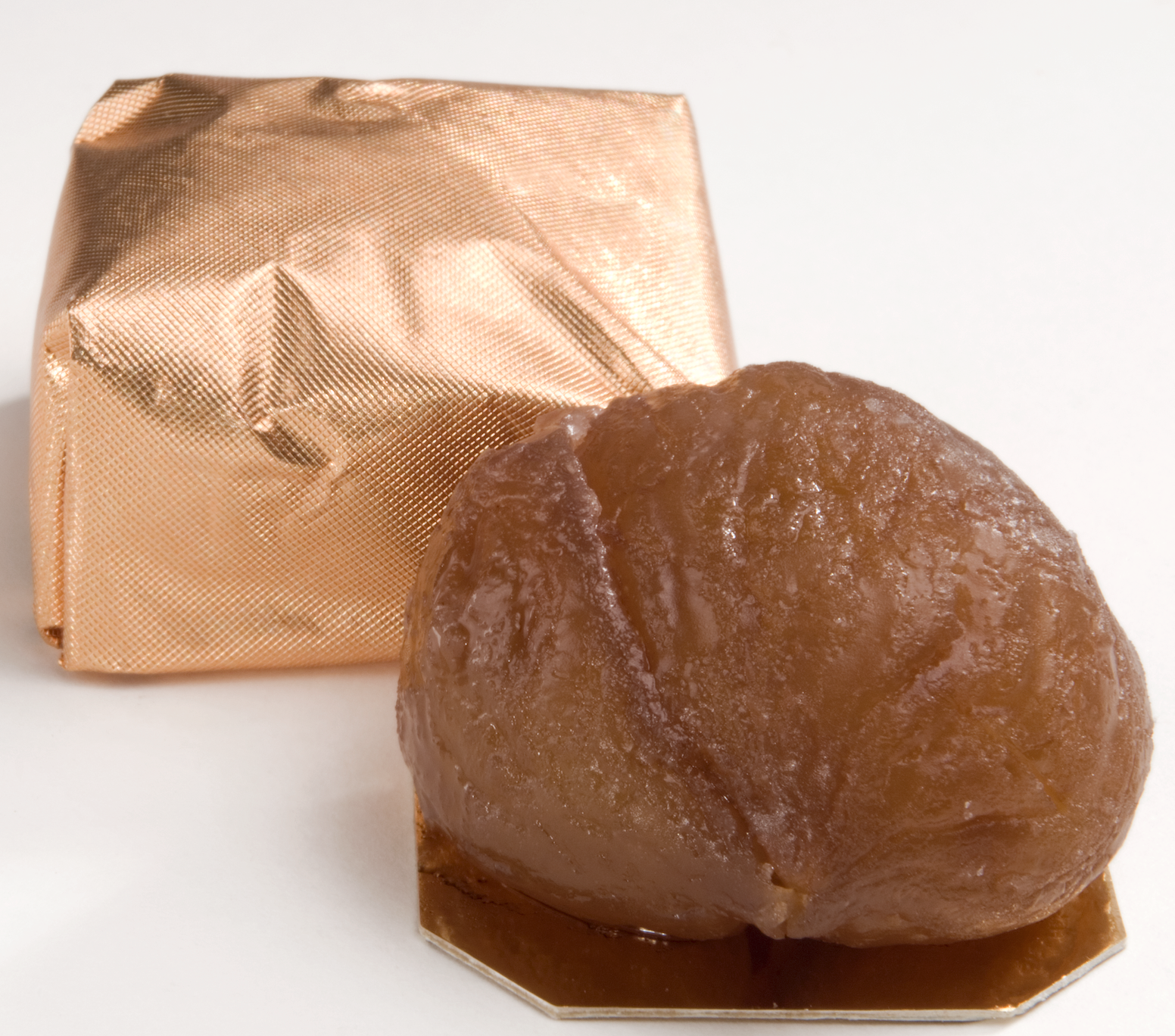 Ballotin de 250 g de Marrons glacés enveloppés d'or (10 marrons)