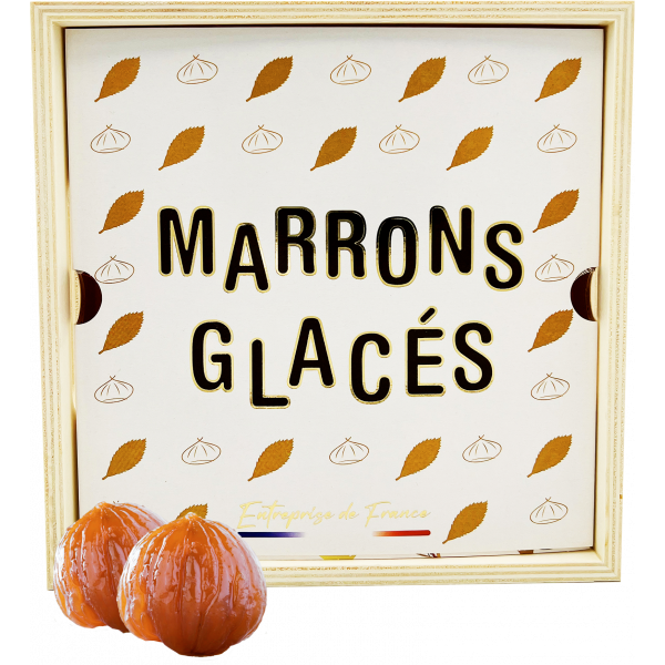 BOITE BOIS 9 MARRONS GLACÉS ENTIERS